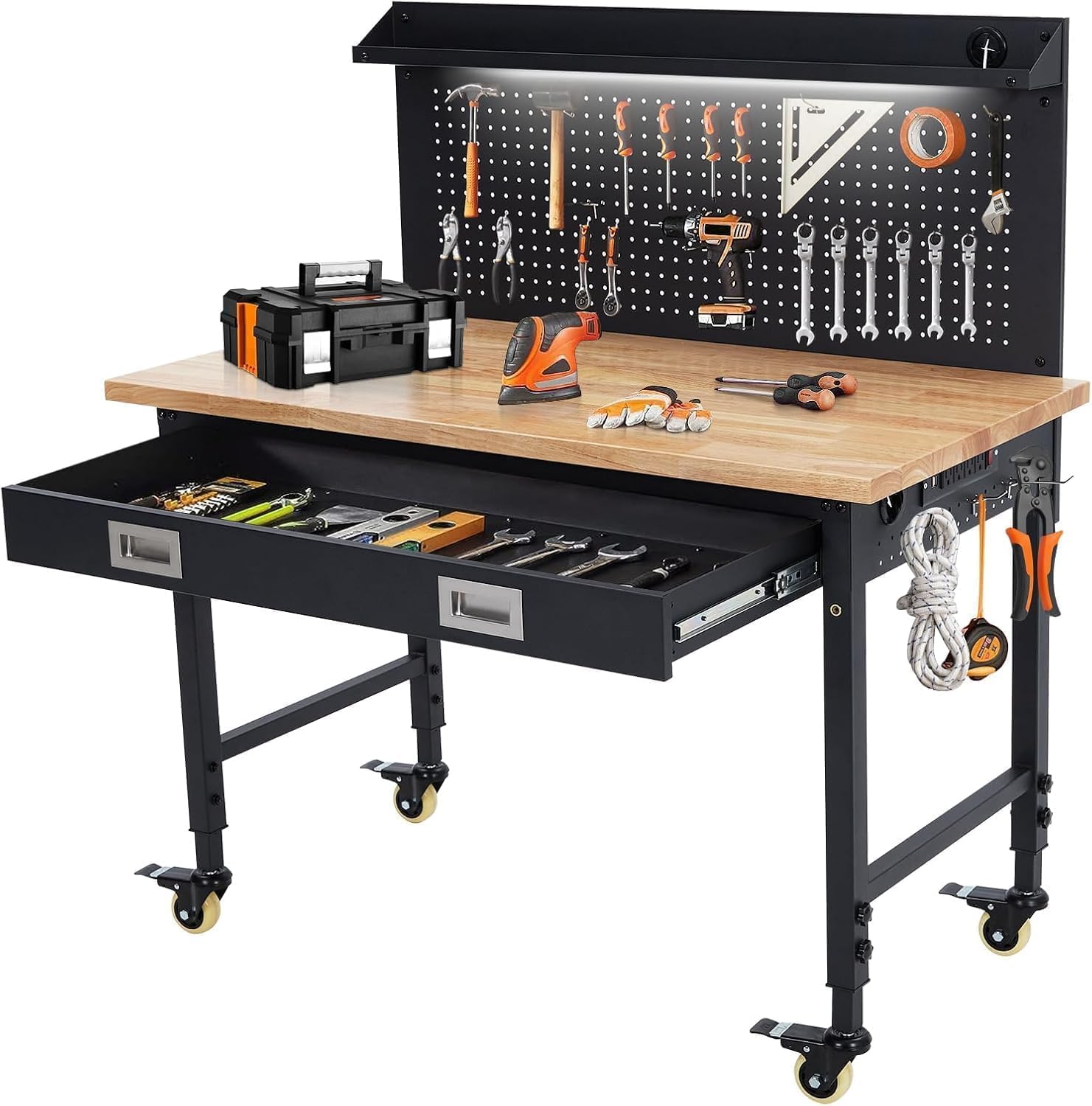 Workshop Tools Bench - Tacleekii 48x24inch Adjustable Workbench with Drawer