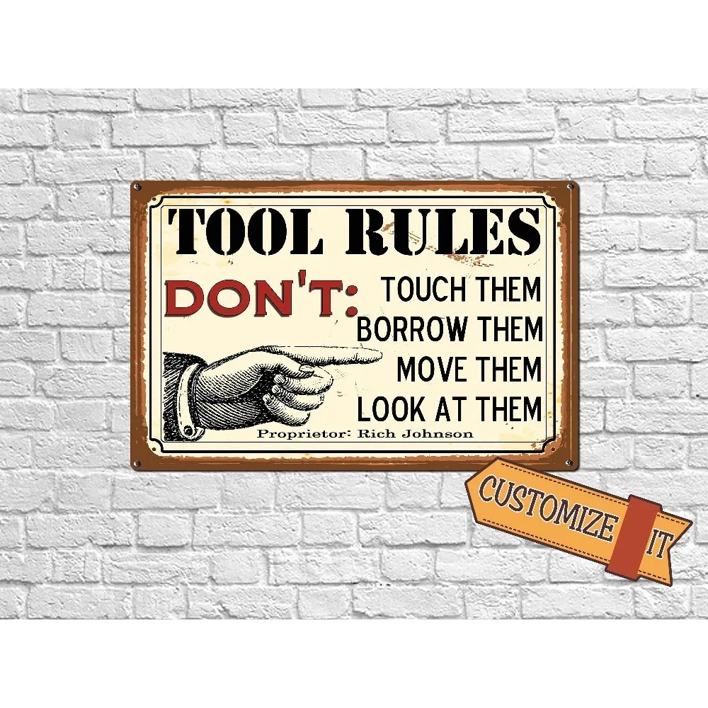 Tools Name In Workshop - CIFbuy 2D Flat Customizable Metal Plaque,Tool