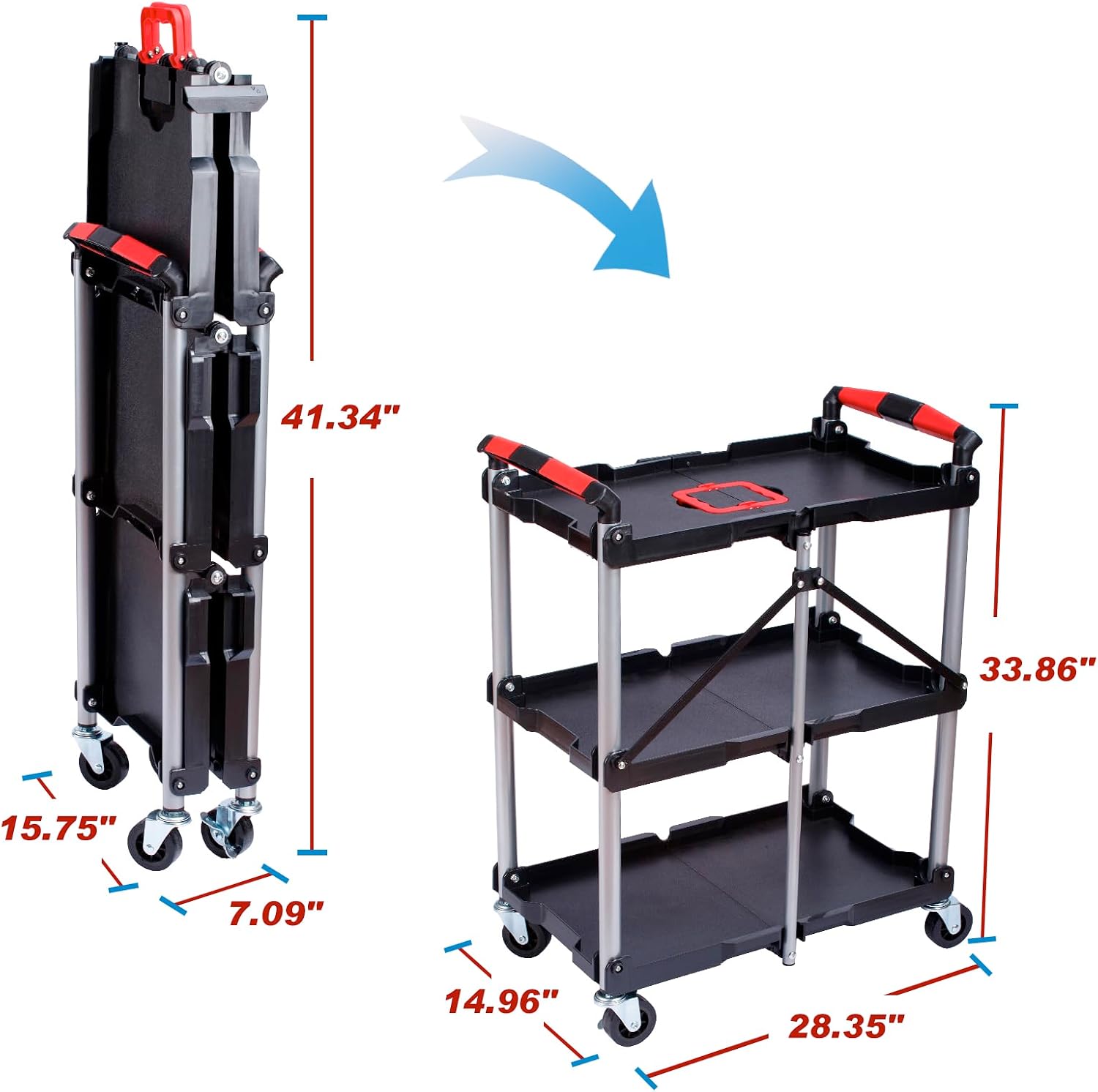 3-Shelf Foldable Rolling Utili - Workshop Tools And Equipment review and price